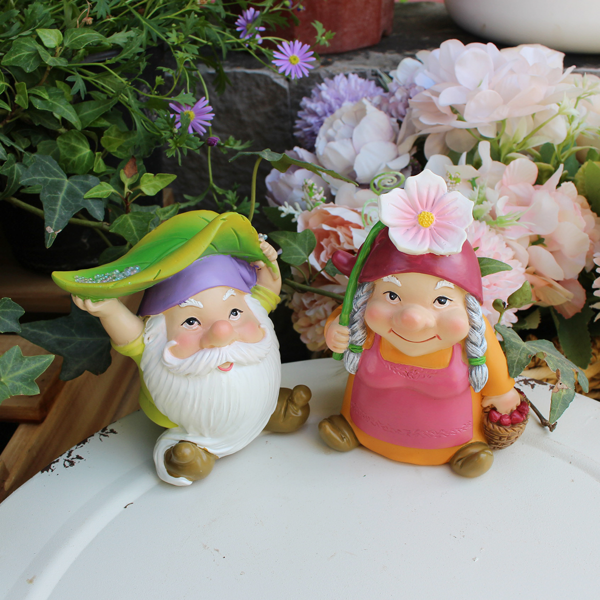 Bonsai Garden Gift - Rainproof Dwarf Couple Decorations, Elf Dwarf