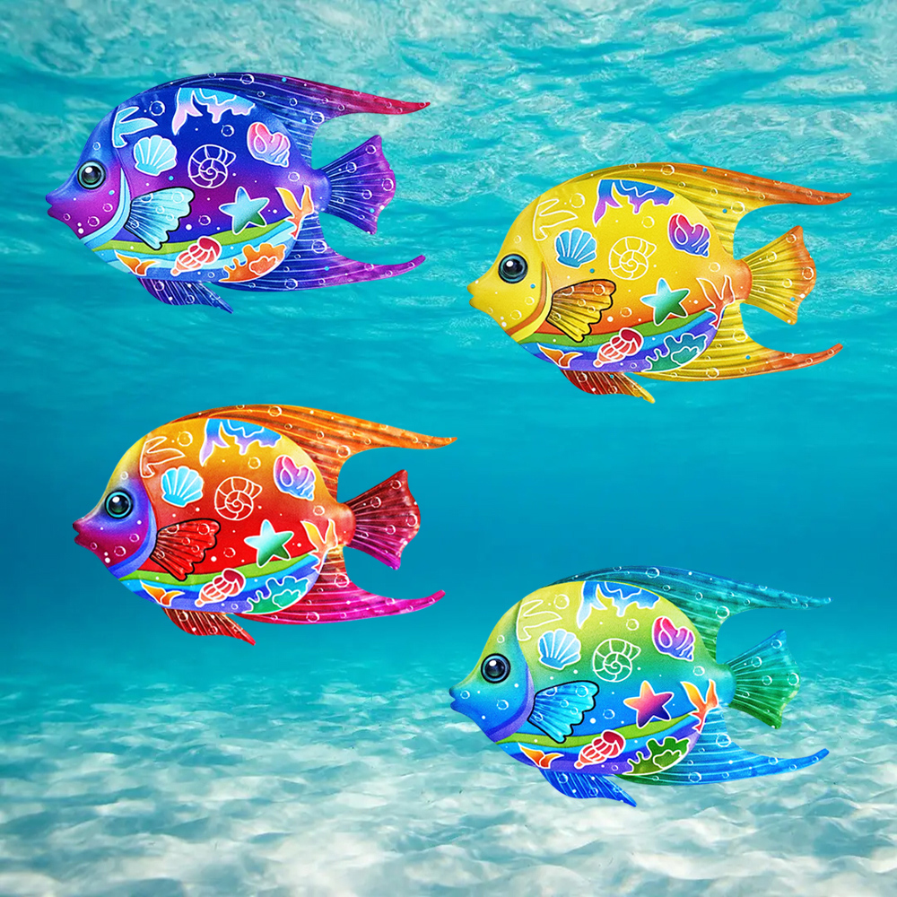 Bonsai Garden Ornaments - Eye-catching Metal Ocean Fish Wall Decor