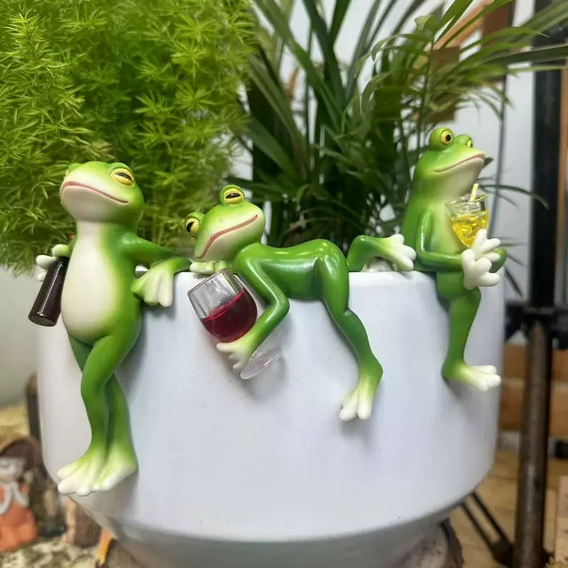 Bonsai Garden Ornaments - Contemporary Resin Frog Planter, Creative Handmade,