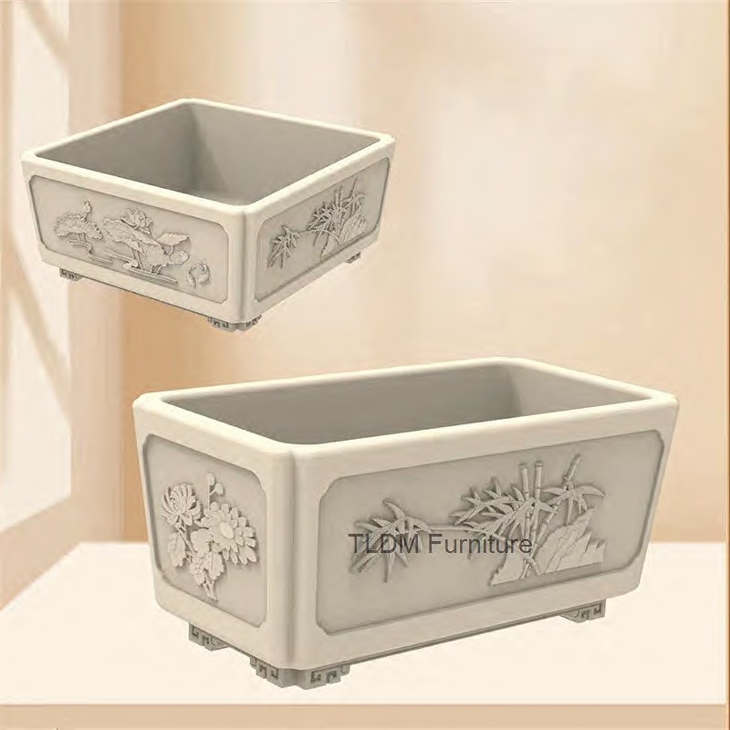 Bonsai Garden Design - Rectangular Square Garden Pot Thickened Four-corner