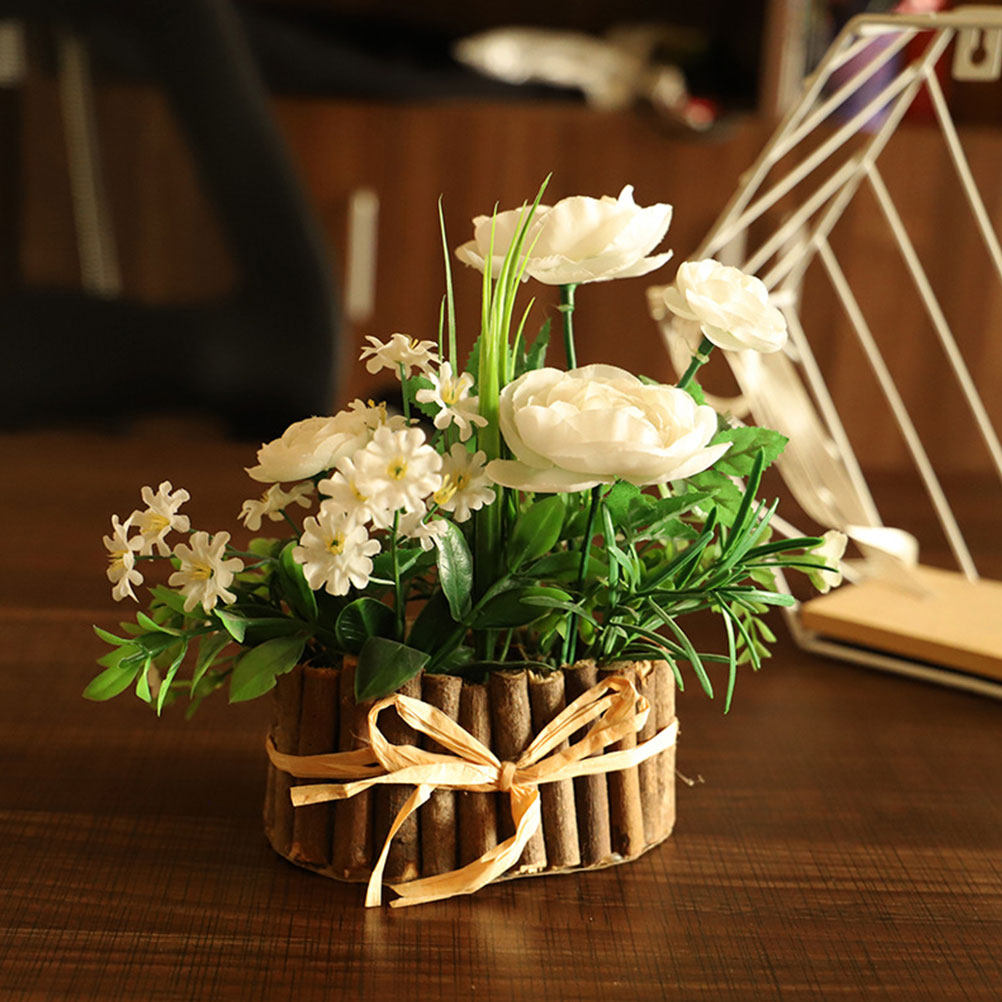 Bonsai Garden And Cafe - 1Pcs Realistic Artificial Tea Rose Potted