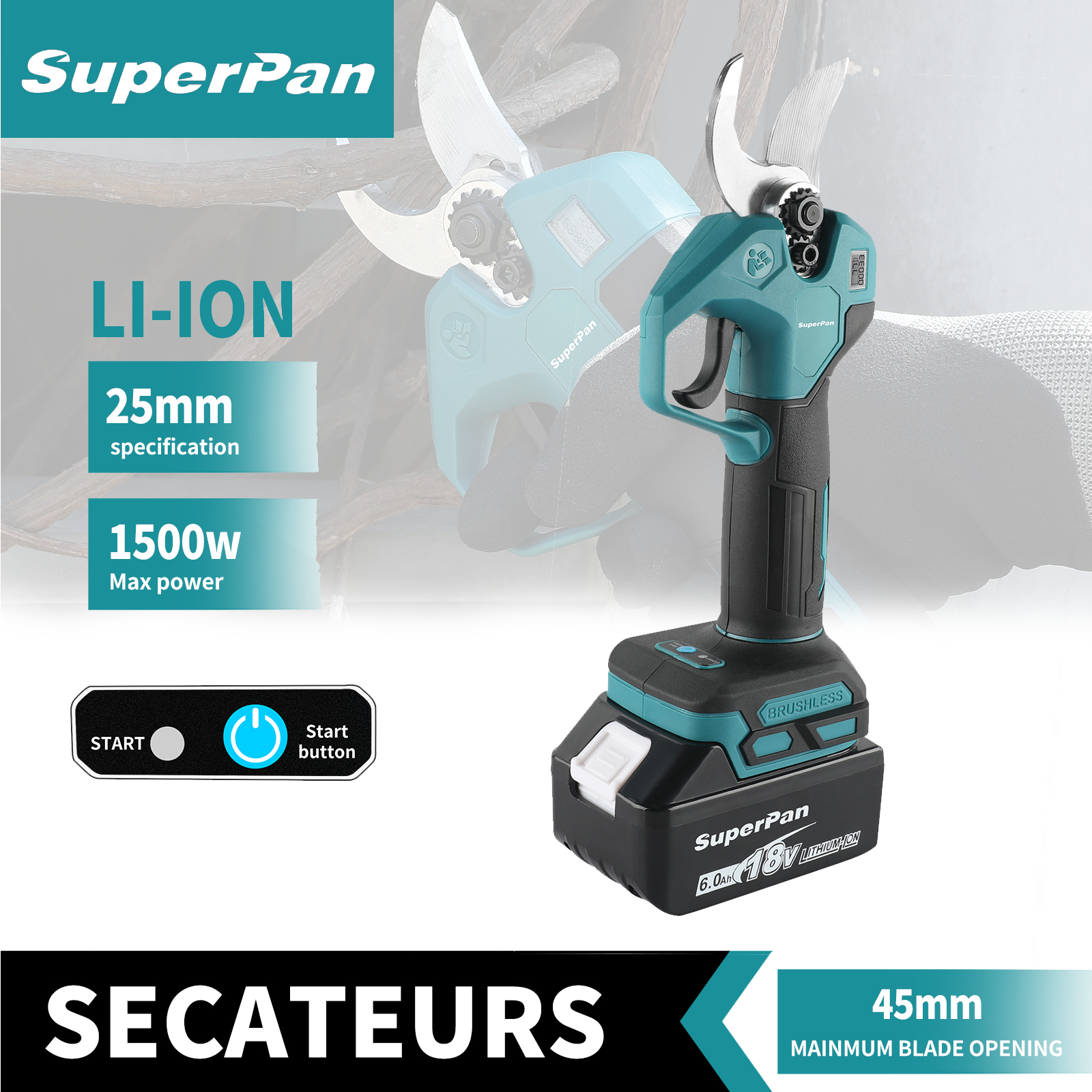 Bonsai Garden Usa - SuperPan 40mm Brushless Cordless Pruning Shears