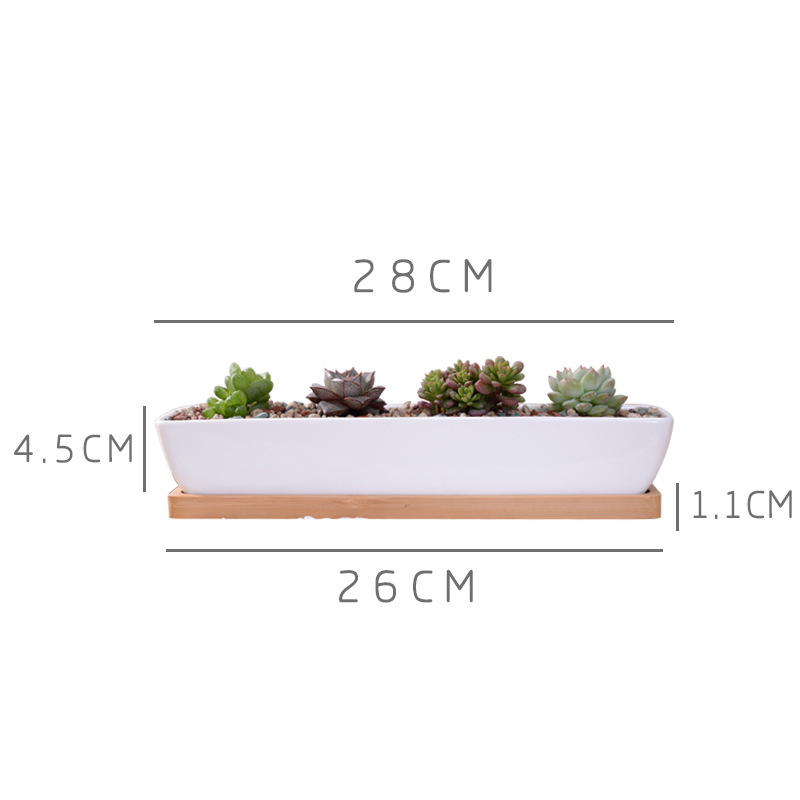 Long Rectangle White Ceramic S - Mini Bonsai Zen Garden recension och pris