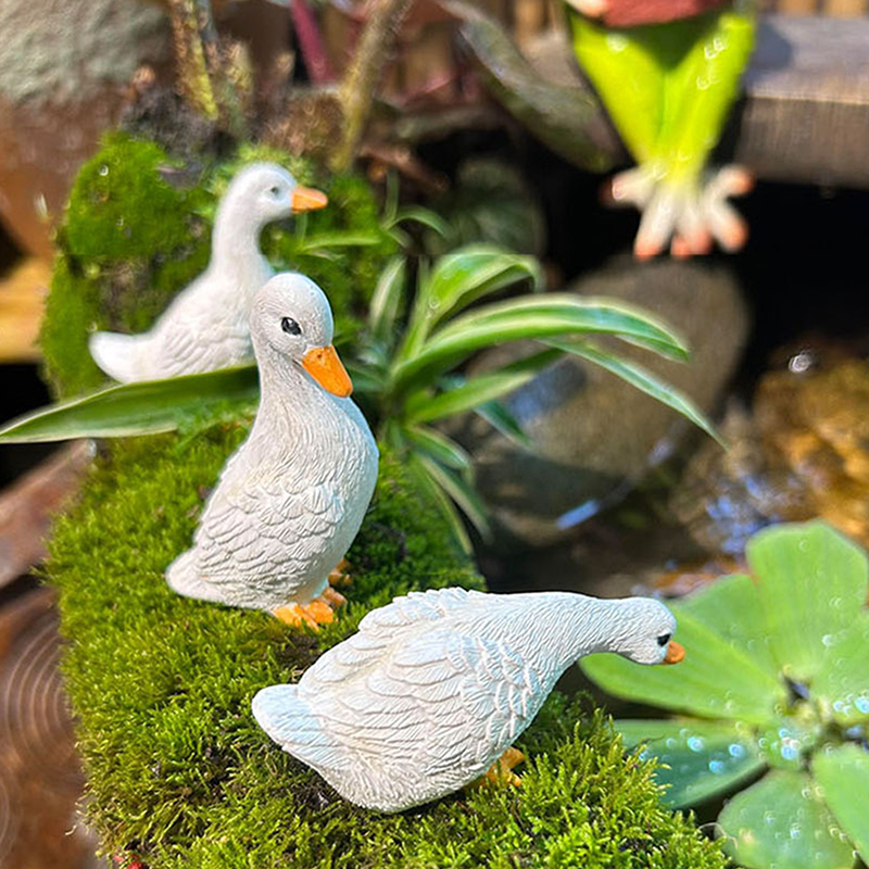 3pcs Cute White Duck Hydroponi - Bonsai Garden Ornaments recension och pris