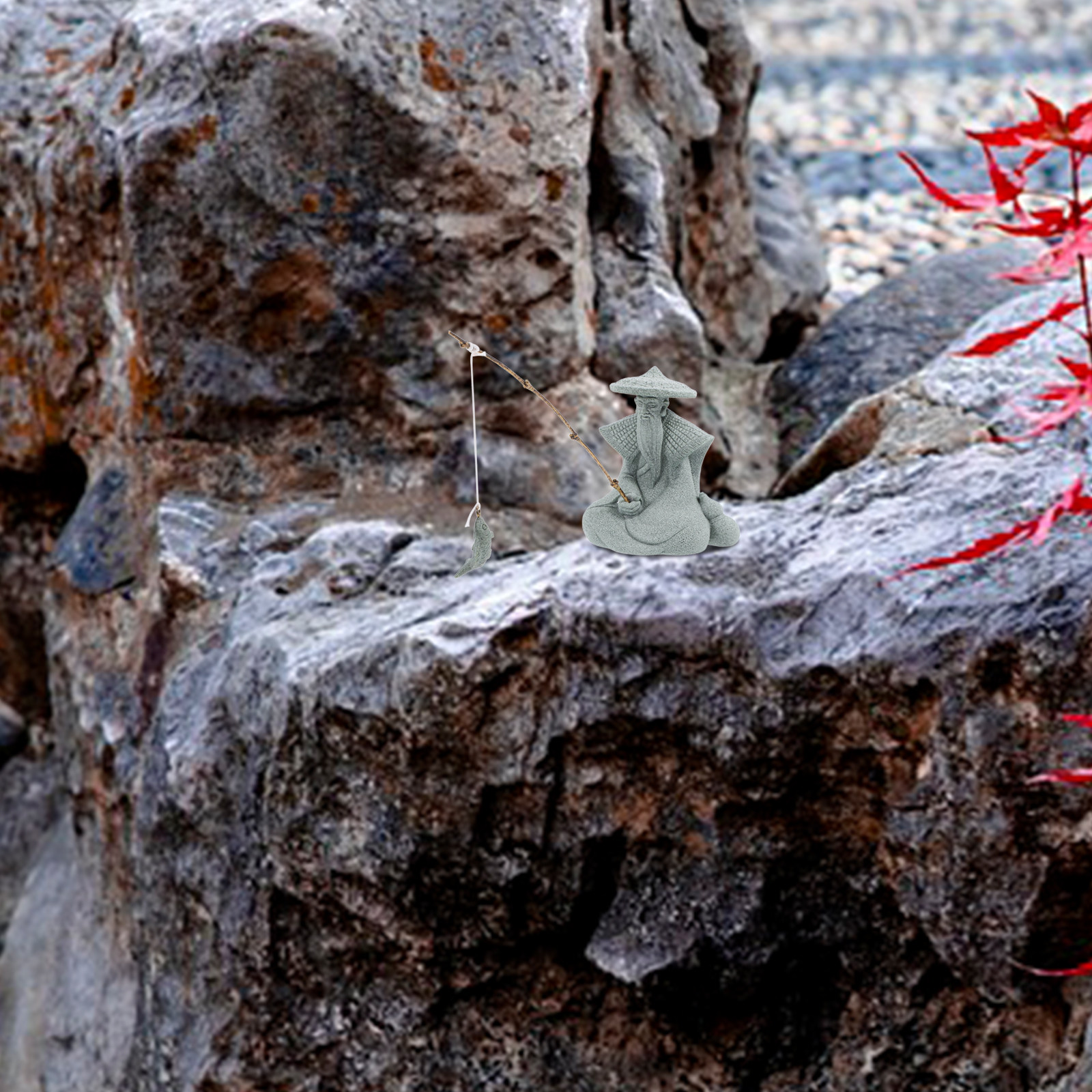 Resin Fisherman Statue for Fis - Mini Bonsai Zen Garden recension och pris