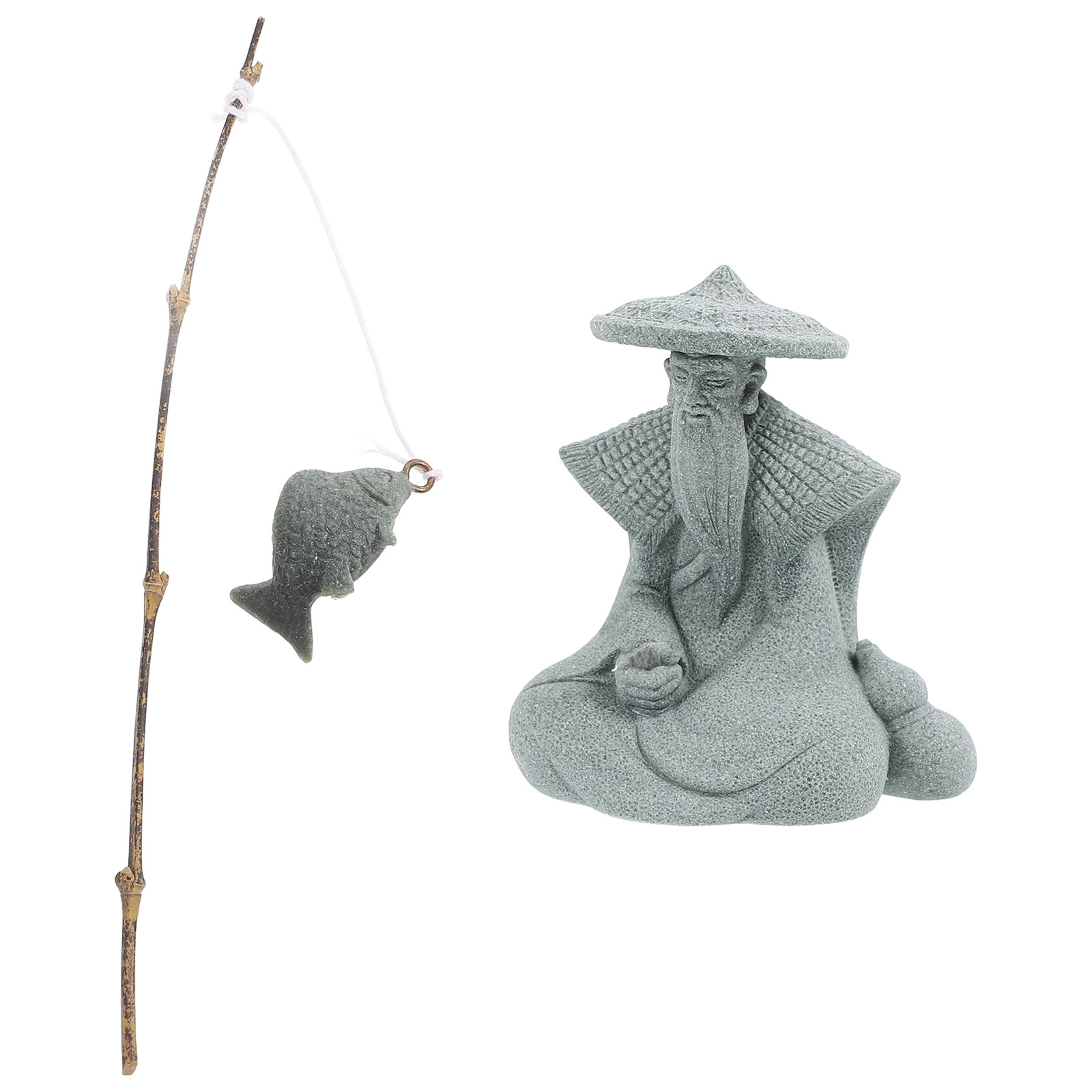 Resin Fisherman Statue for Fis - Mini Bonsai Zen Garden recension och pris