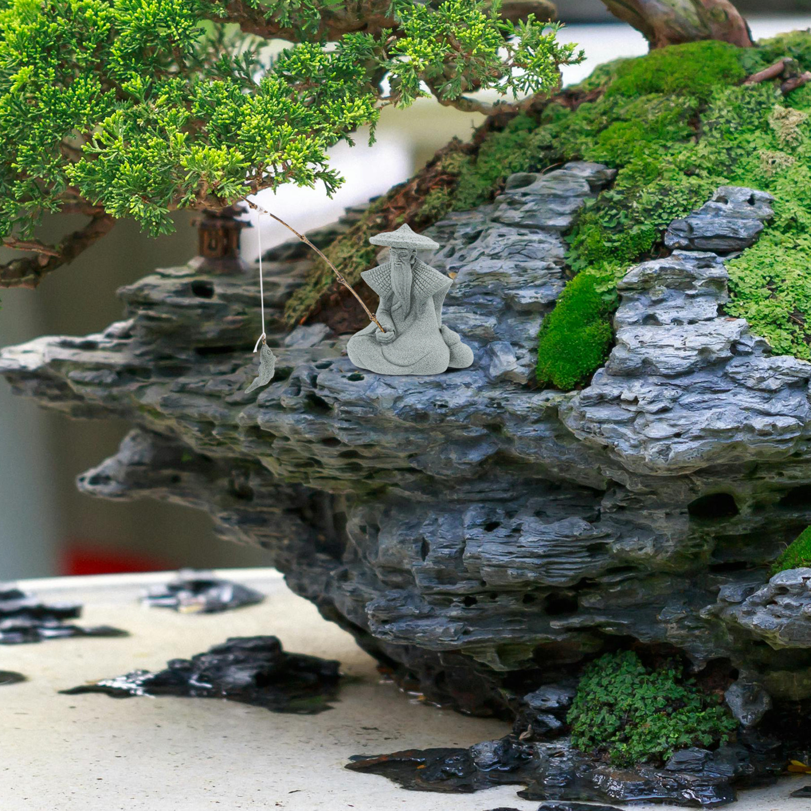 Resin Fisherman Statue for Fis - Mini Bonsai Zen Garden recension och pris