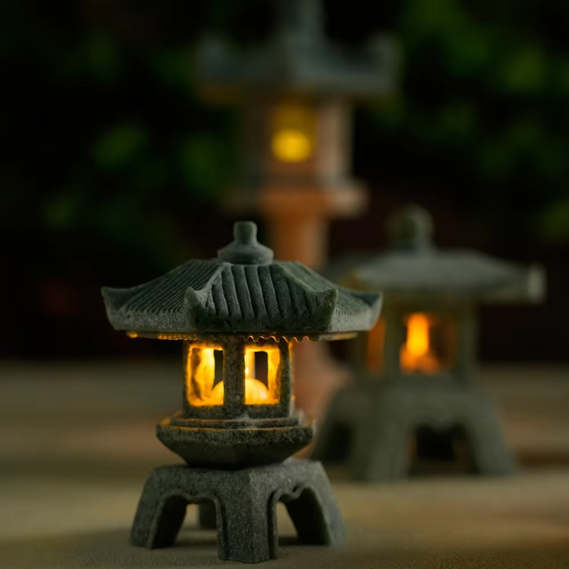 Mini Pagoda Lantern Light Gard - Mini Bonsai Zen Garden recension och pris