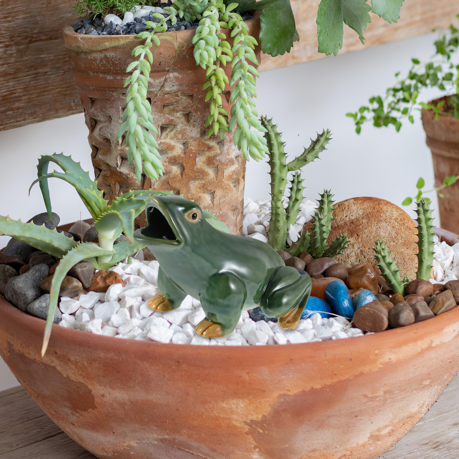 Ceramic Frog Open Mouth Water  - Bonsai Garden Ornaments recension och pris