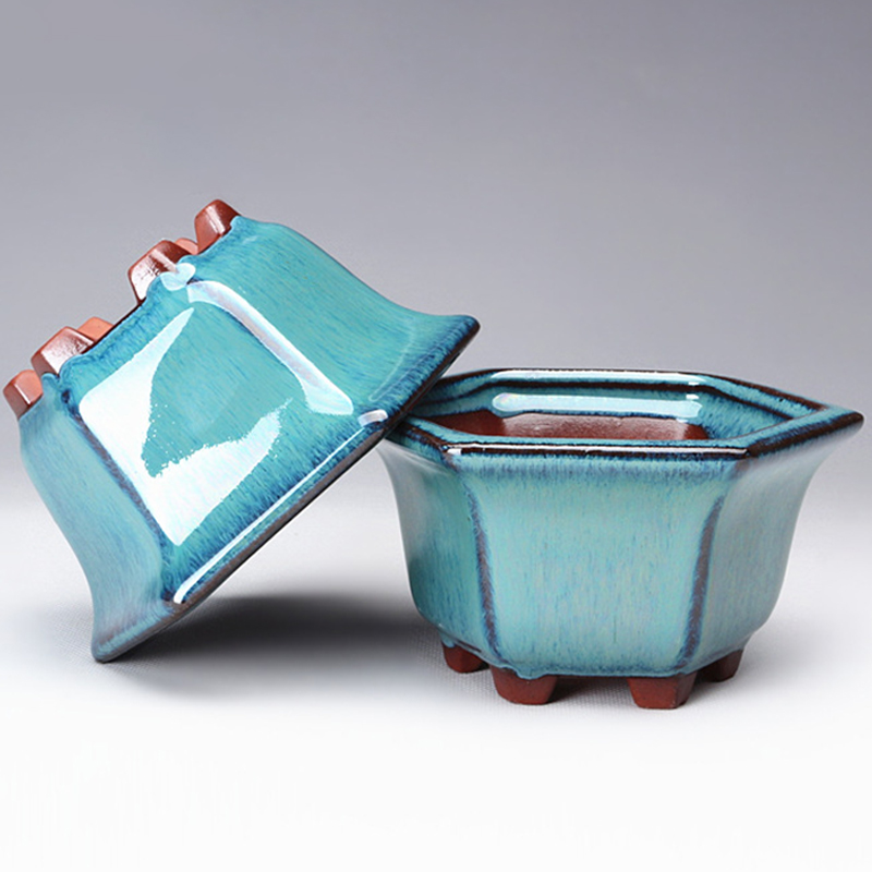 Pottery Flower Pot Bowl Glazed - Mini Bonsai Zen Garden recension och pris