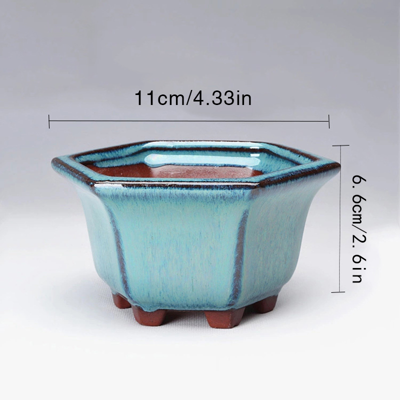 Pottery Flower Pot Bowl Glazed - Mini Bonsai Zen Garden recension och pris