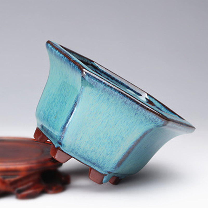 Pottery Flower Pot Bowl Glazed - Mini Bonsai Zen Garden recension och pris