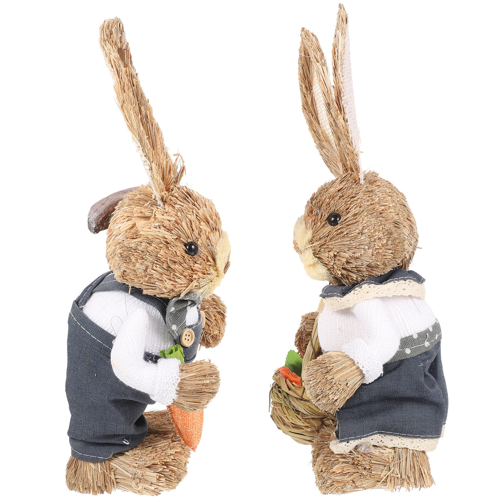 2Pcs Handwoven Straw Bunny Sta - Bonsai Garden Ornaments recension och pris